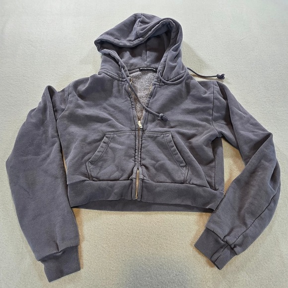 Brandy Melville Tops - Brandy Melville Crystal‎ Hoodie Womens One Size Charcoal Grey Cropped